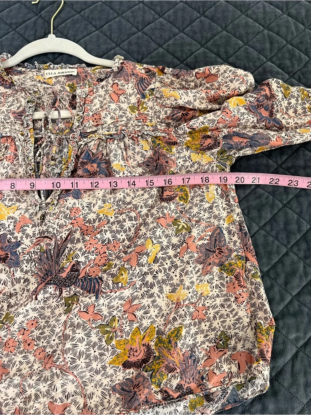Ulla Johnson Remy Top Women Size 2 Long Sleeve Floral Blouse Puff Sleeve B15